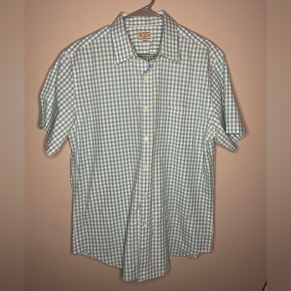 EUC - Men’s Quality Linen Tailored by J.Crew Plaid Shirt- Blue & White - Size: L